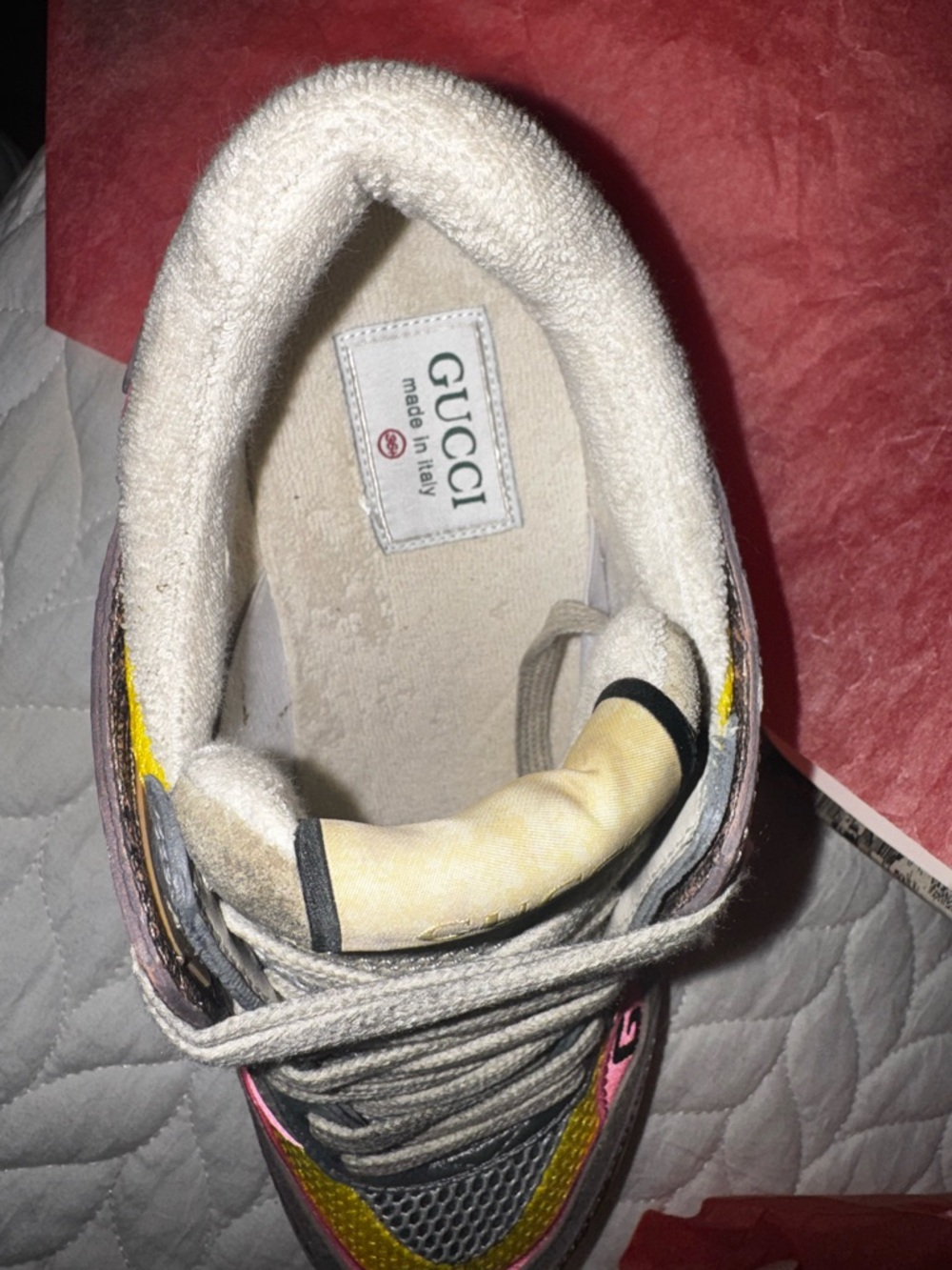 Gucci Women’s  Ultrapace Pink Tejus Printed Sneakers Size 36.5 (Worn Once) - Picture 7 of 11